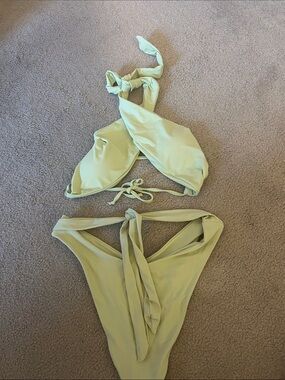 Aurelle Light Green Tie-Back Bikini Set